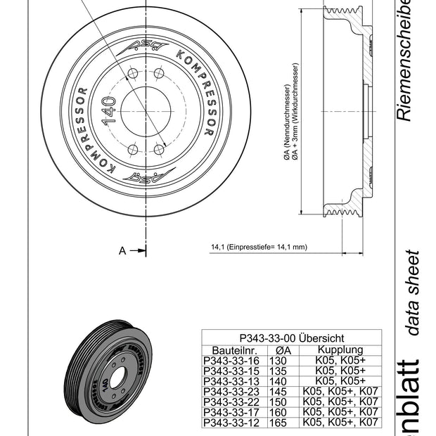 Pulley ET 14.1 mm