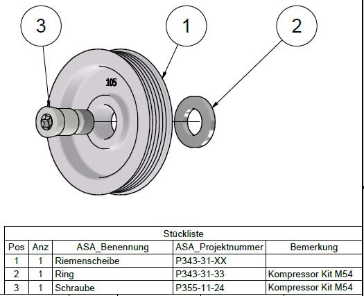 Riemenscheibe ET 17,5mm mit Schraube
